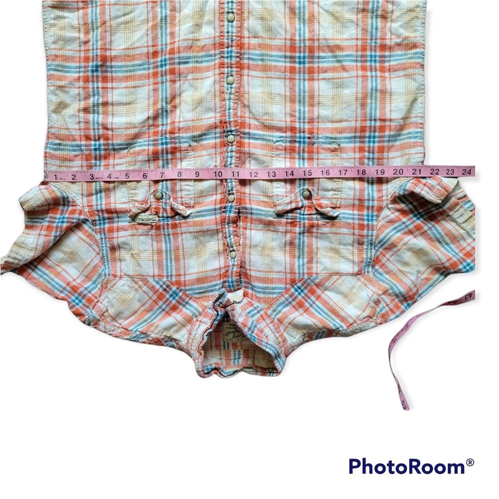 🎉🎉HP!🎈🎈Lucky Brand Plaid Short Sleeve Button-Down Shirt - L - Picture 5 of 6